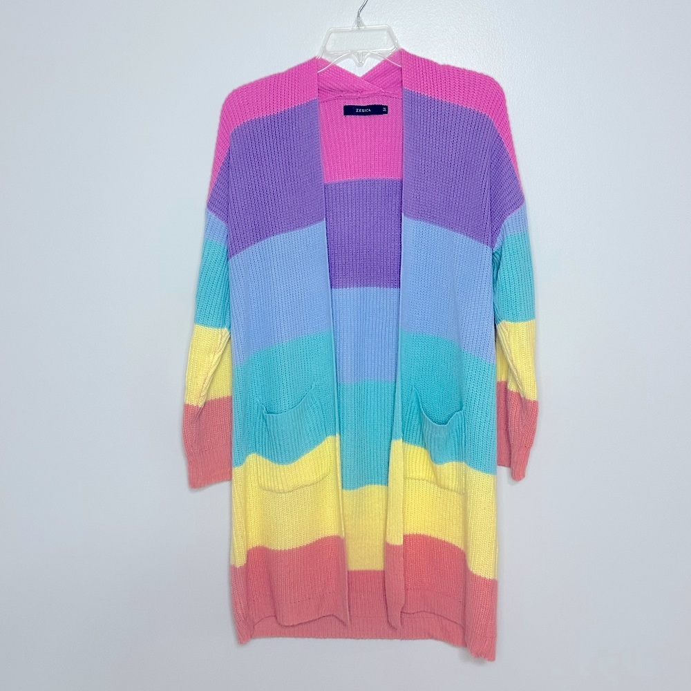 Multicolored Cardigan with Pockets ☀️🩵💕